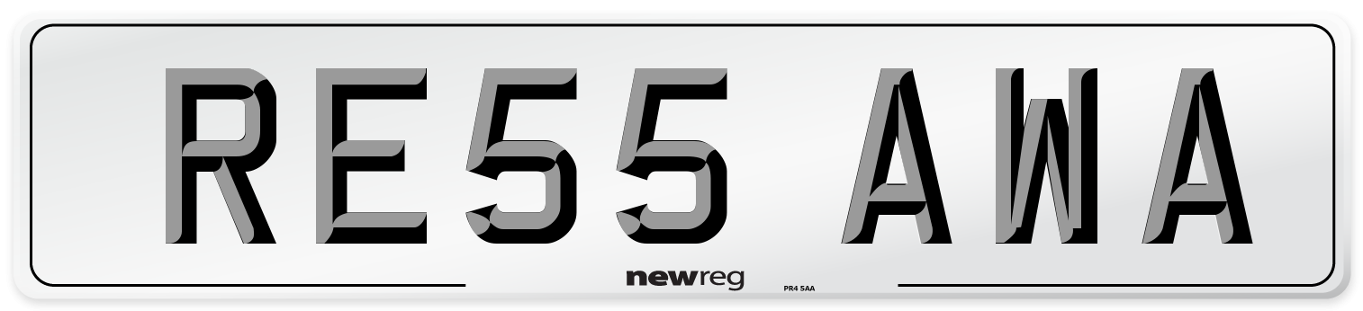 RE55 AWA Number Plate from New Reg